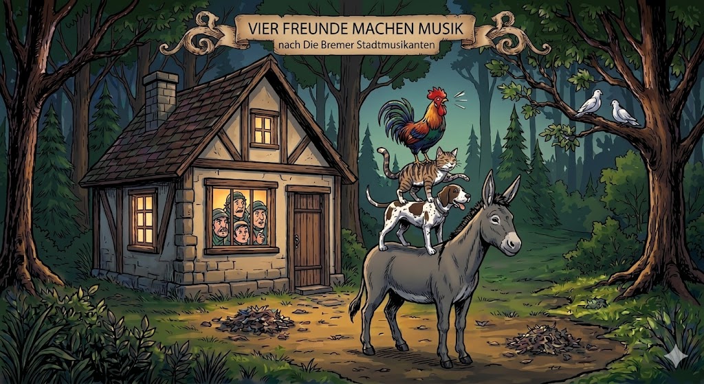 vier freunde machen musik